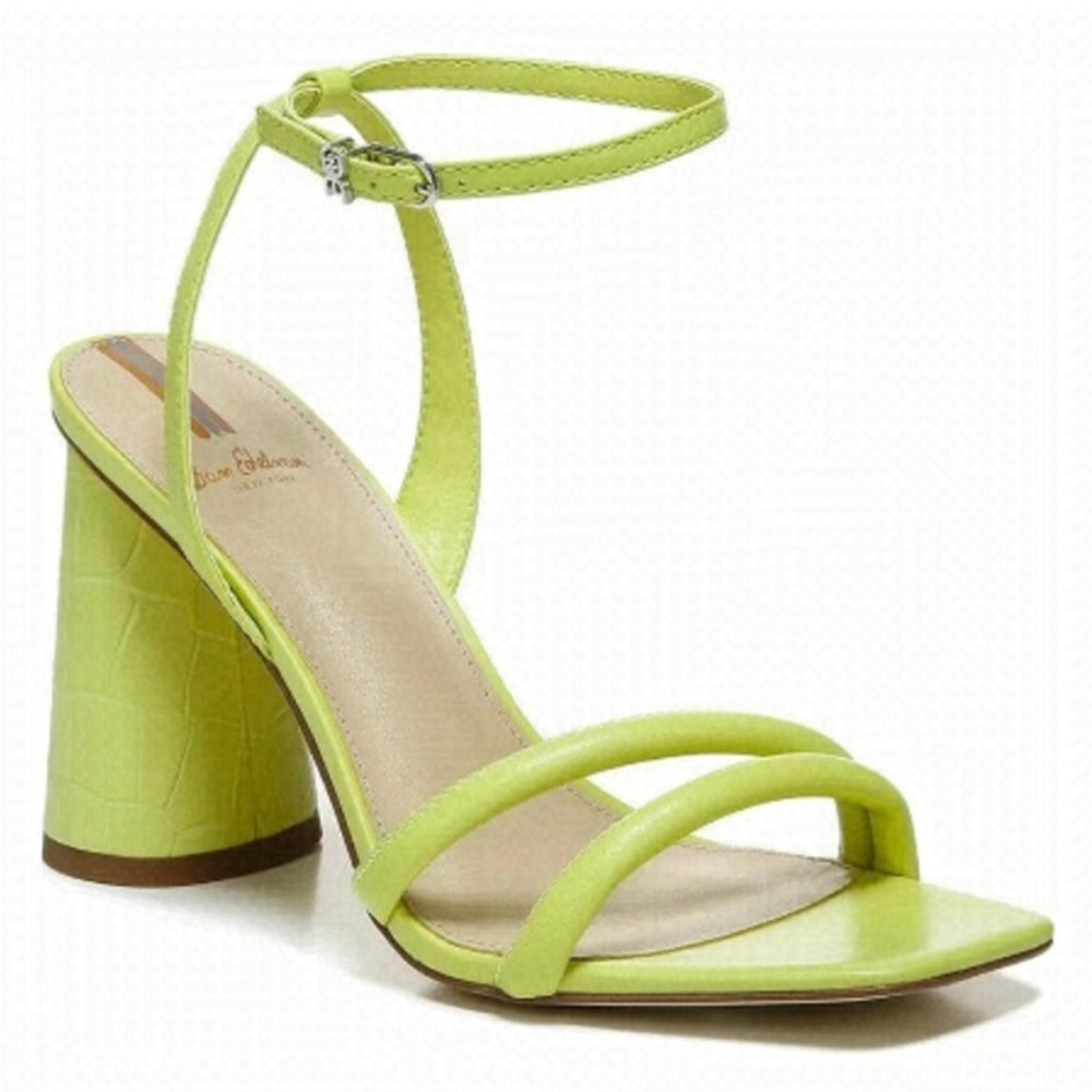 SAM Edelman Bnwot "Kia" Ankle Strap Block Heel Lime Green Women New